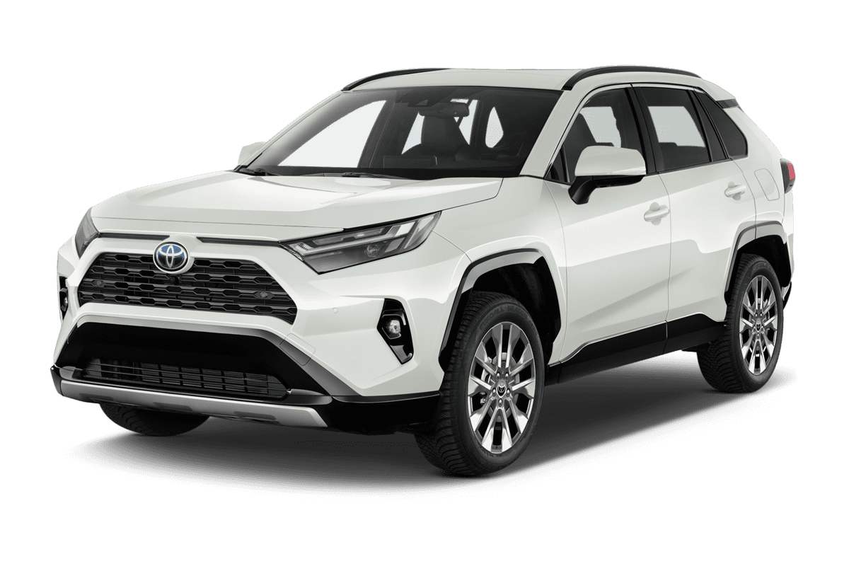 Schräge Frontansicht eines Toyota RAV4 Plug-In-Hybrid, freigestellt
