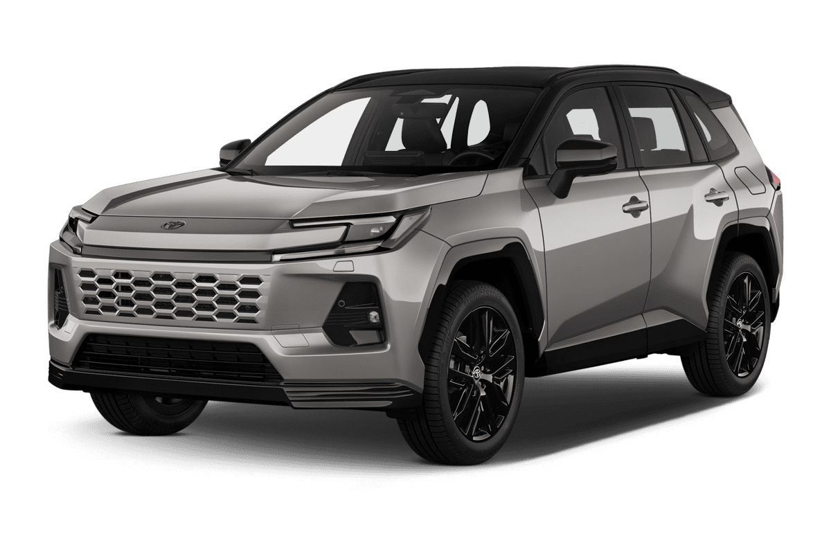 Schräge Frontansicht eines Toyota RAV4 Hybrid, freigestellt