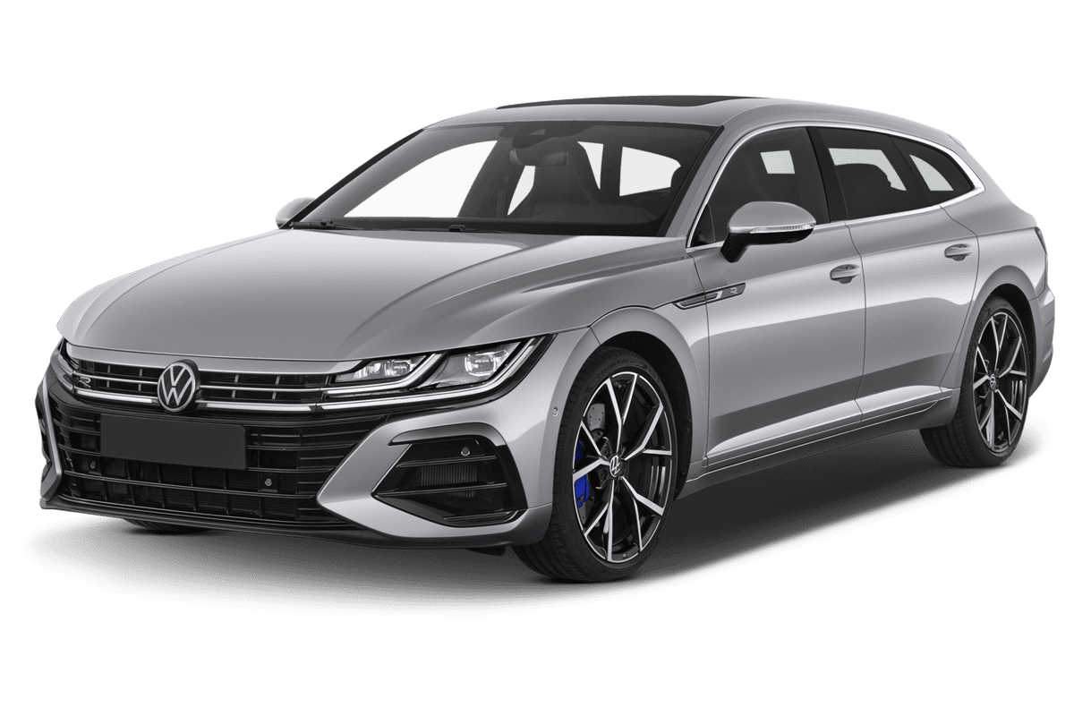 Schräge Frontansicht eines VW Arteon Shooting Brake R, freigestellt