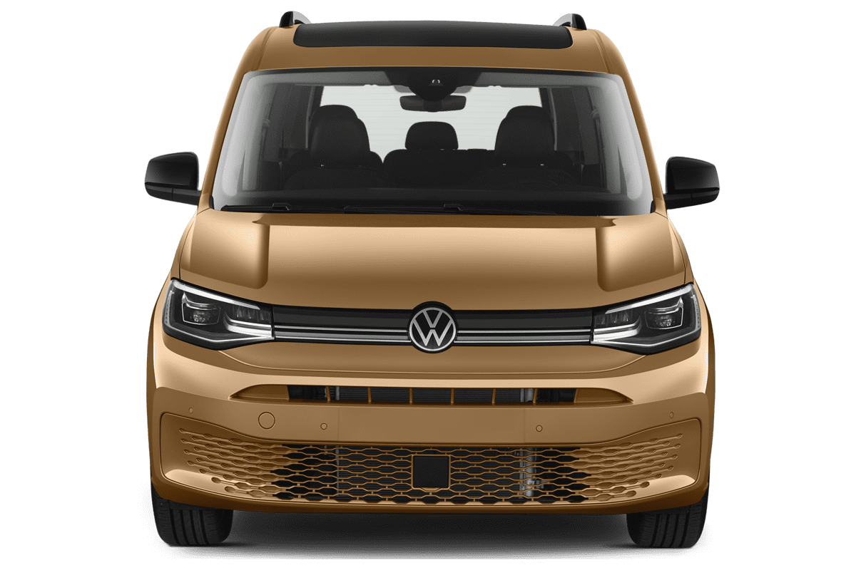 Frontansicht eines VW Caddy Maxi GOAL , freigestellt