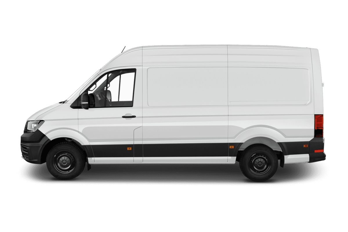 Seitenansicht eines VW Crafter Kastenwagen