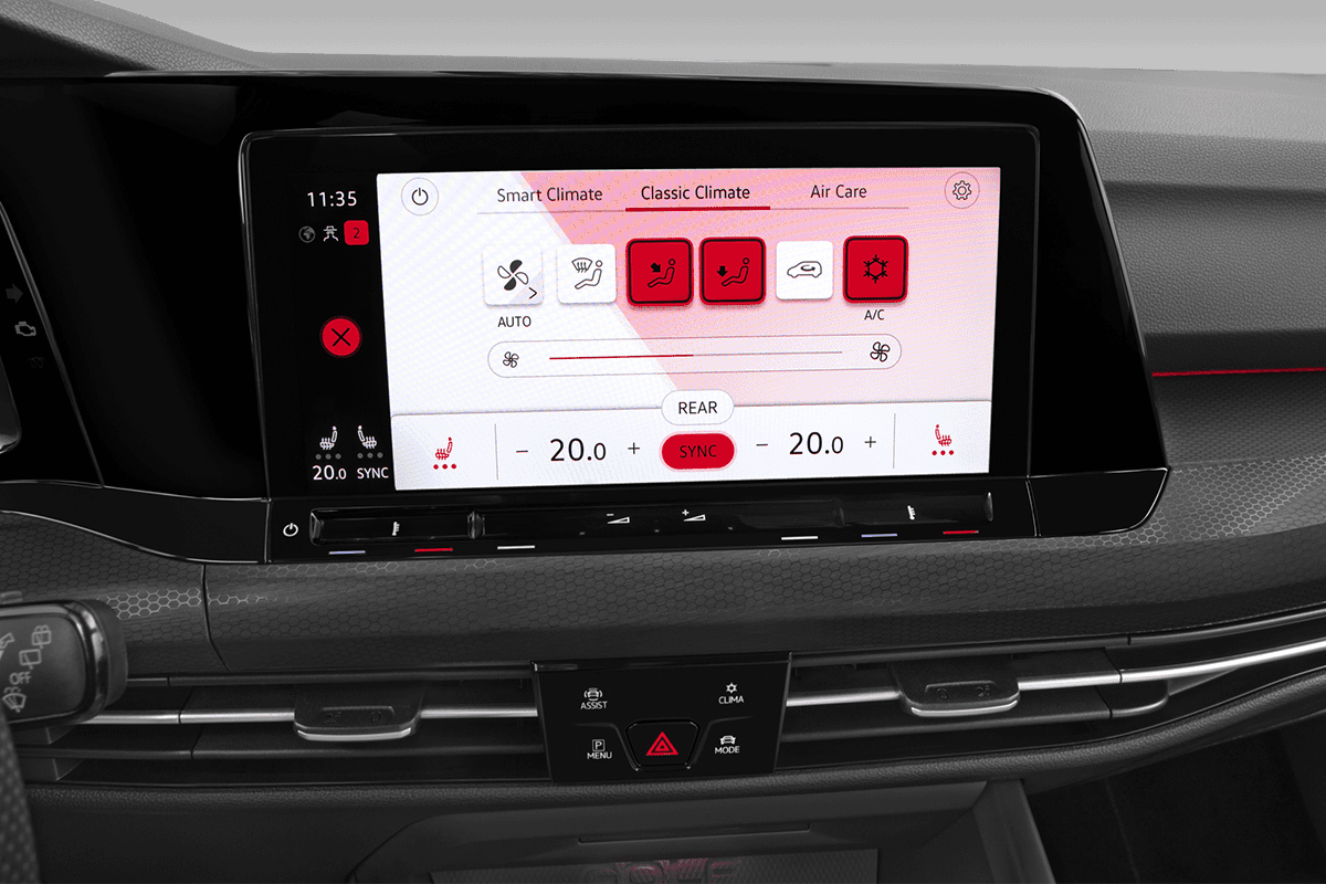 Klimasteuerung eines VW Golf 8 GTI