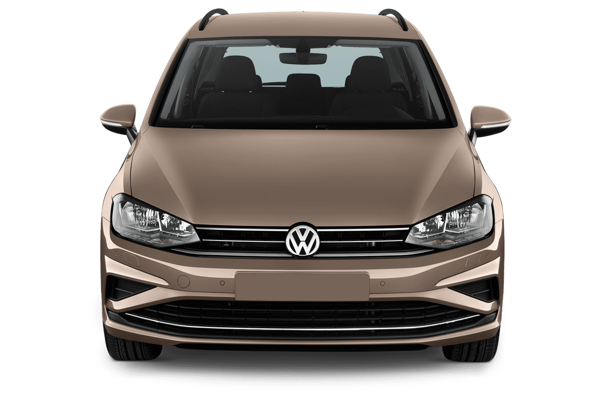 Frontansicht eines VW Golf Sportsvan, freigestellt