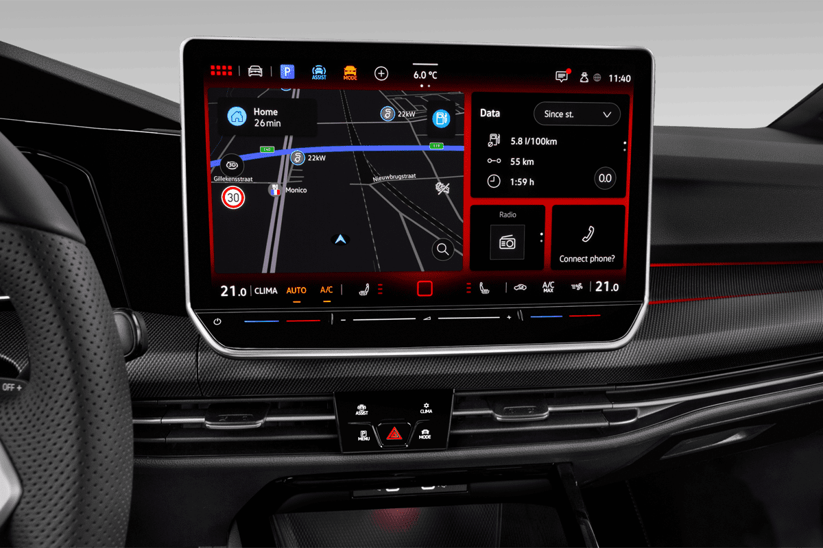 Mittelkonsole eines VW Golf 8 Variant