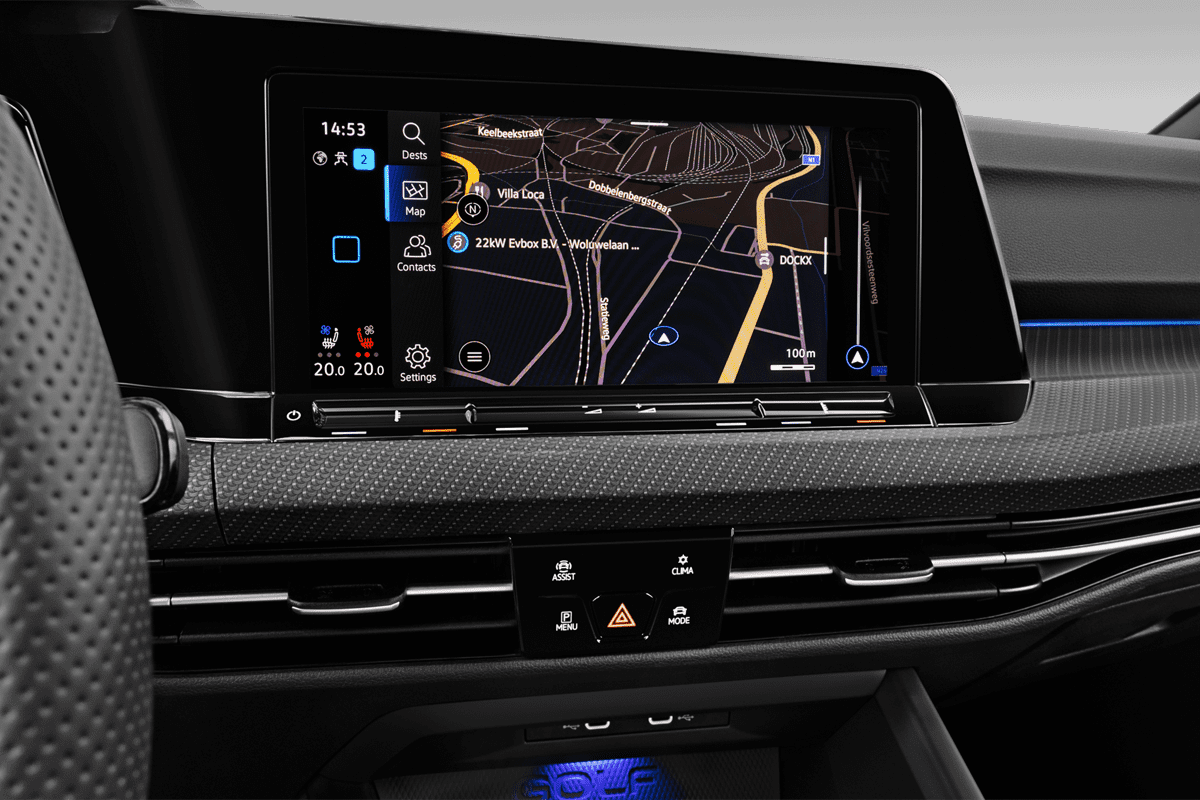 Mittelkonsole eines VW Golf 8 Variant R