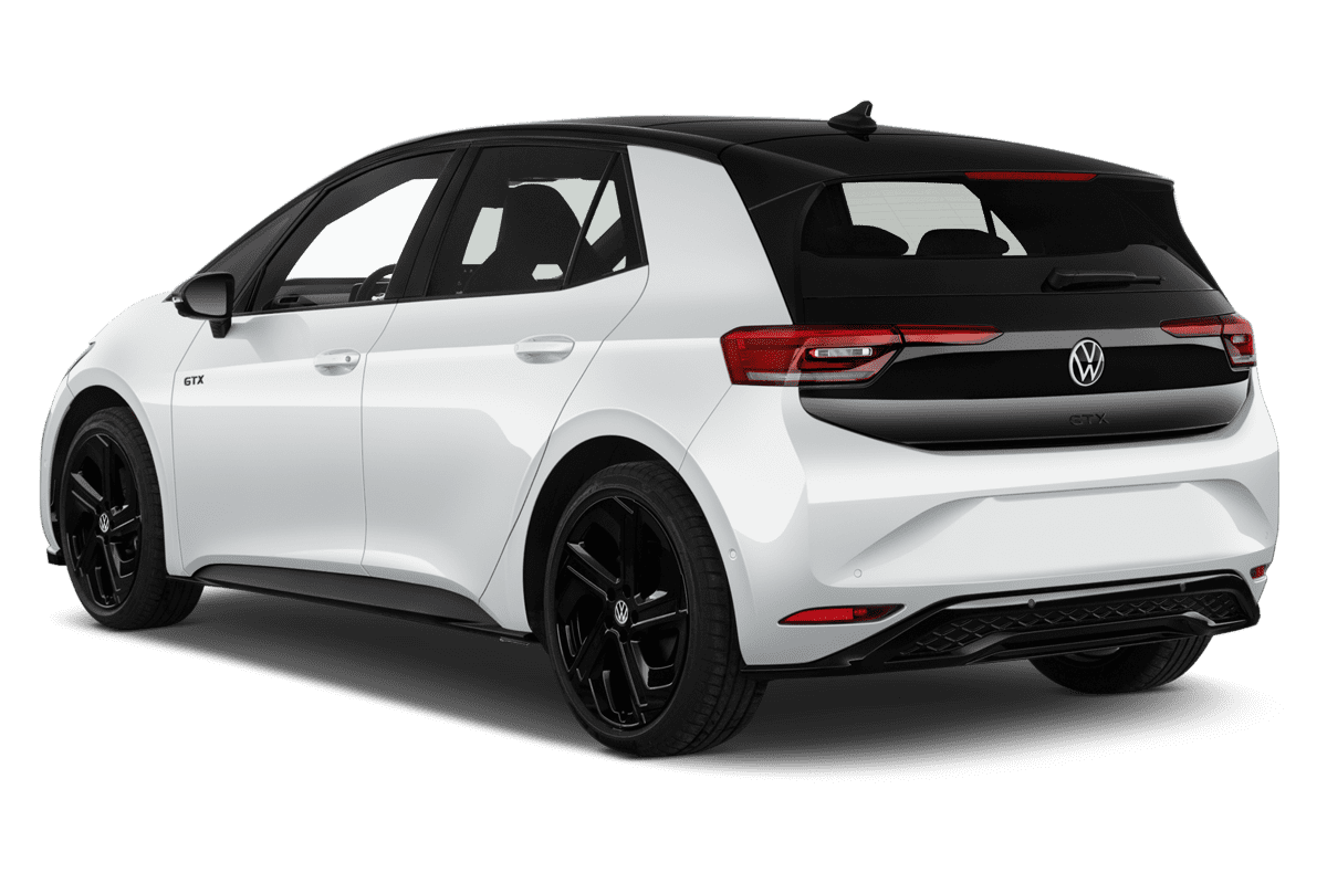 Schräge Heckansicht eines VW ID.3 , freigestellt