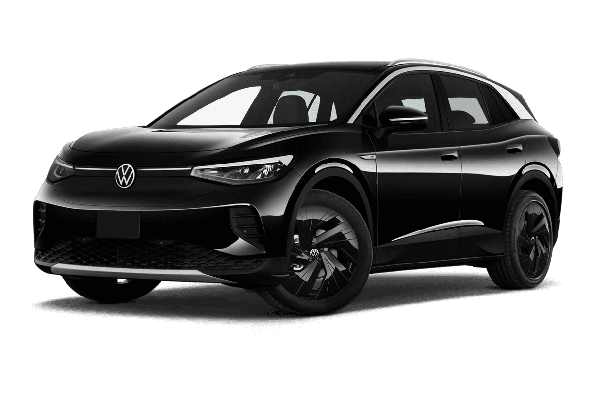 Tiefe, schräge Heckansicht eines VW ID.4 GOAL , freigestellt