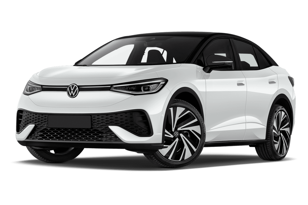 Tiefe, schräge Heckansicht eines VW ID.5, freigestellt