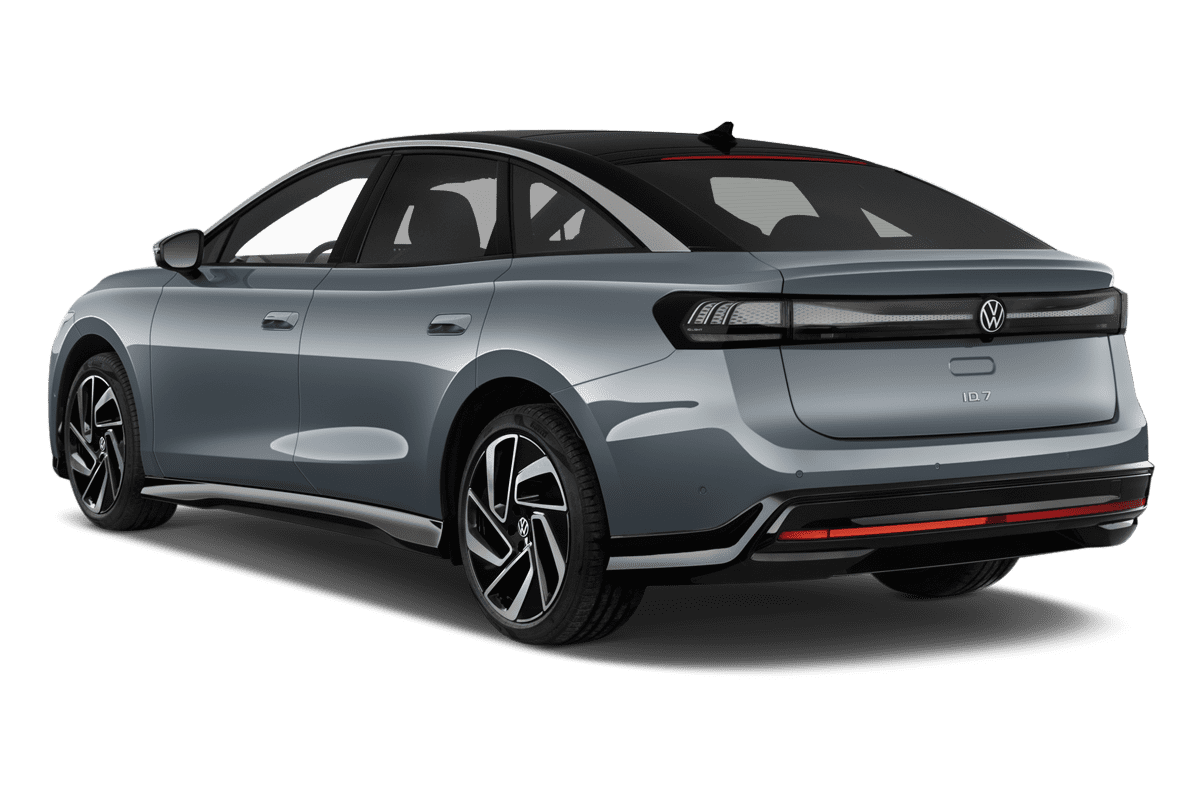 Schräge Heckansicht eines VW ID.7 , freigestellt