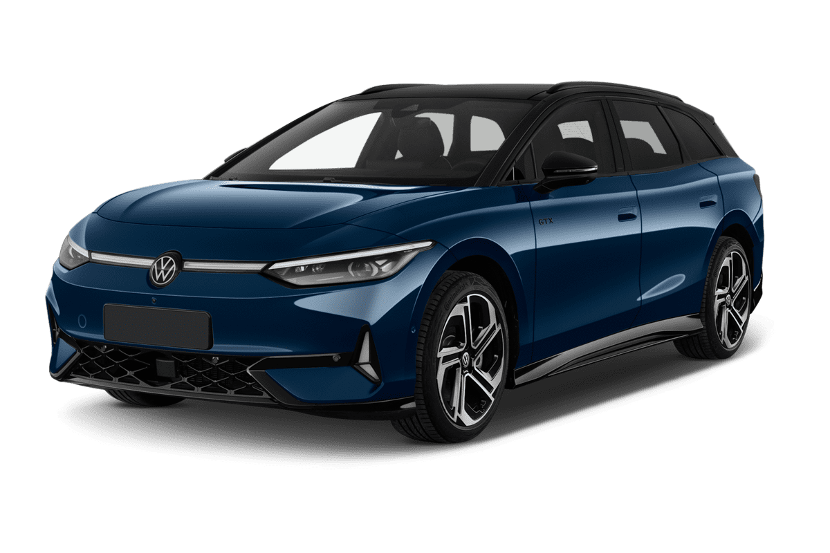 Schräge Frontansicht eines VW ID.7 Tourer , freigestellt