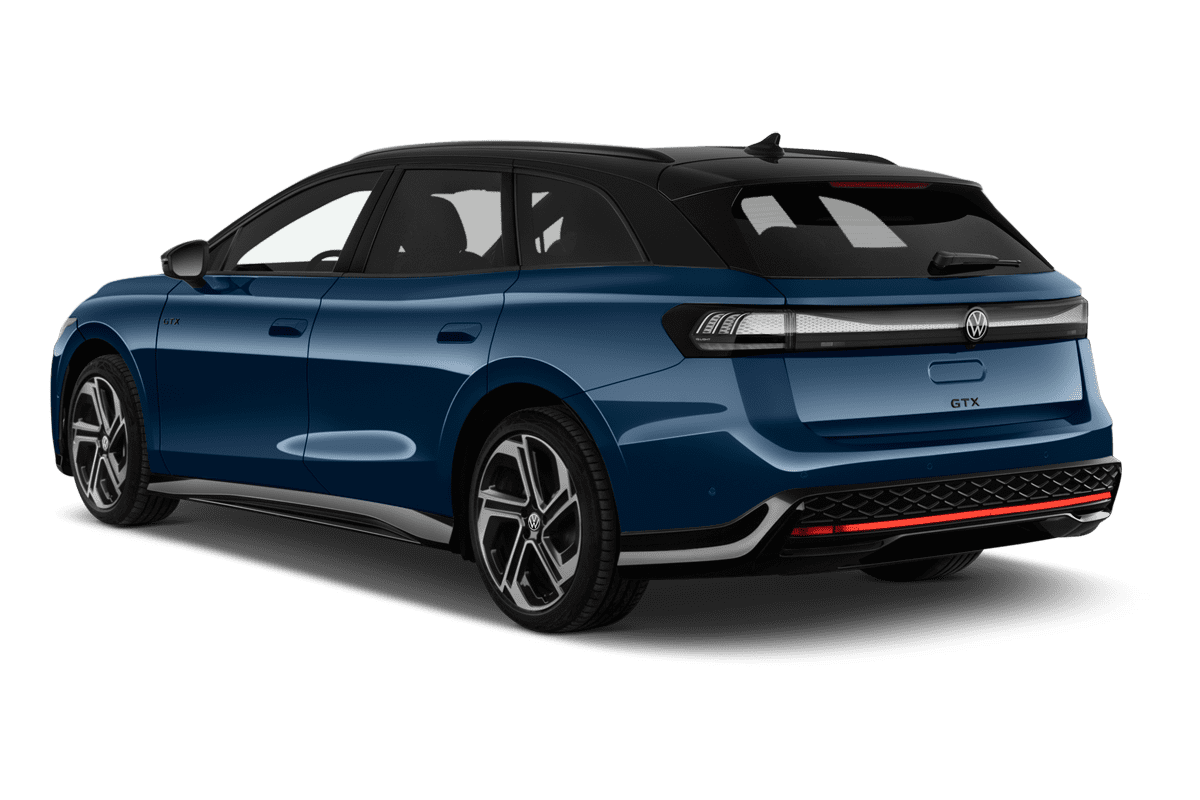 Schräge Heckansicht eines VW ID.7 Tourer , freigestellt