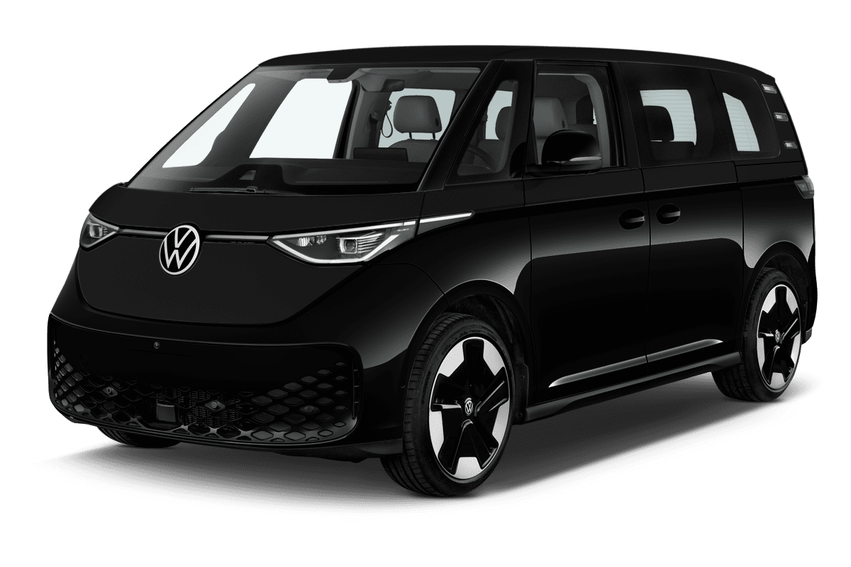 Schräge Frontansicht eines Volkswagen ID. BUZZ, freigestellt