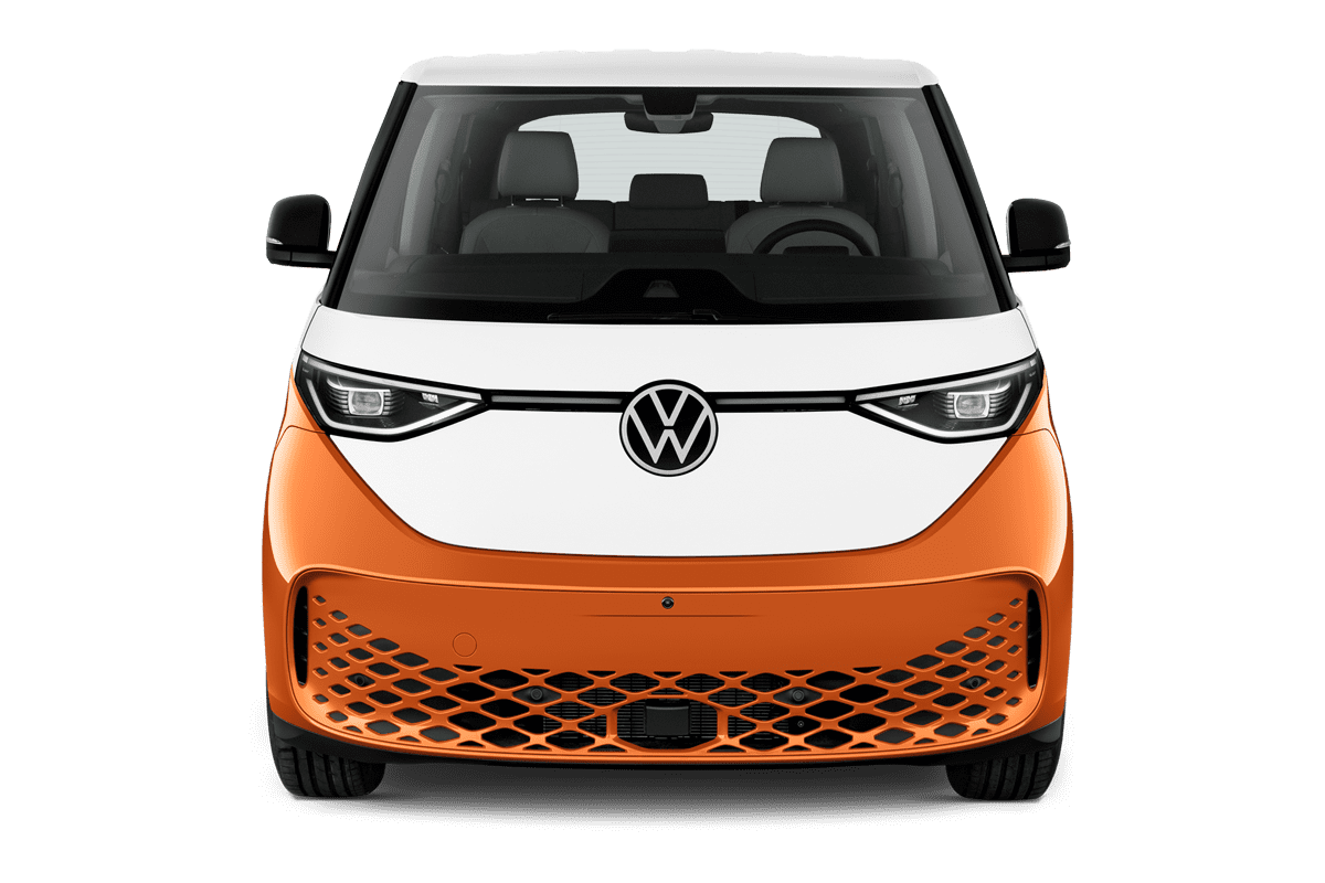 Frontansicht eines VW ID. Buzz GTX, freigestellt