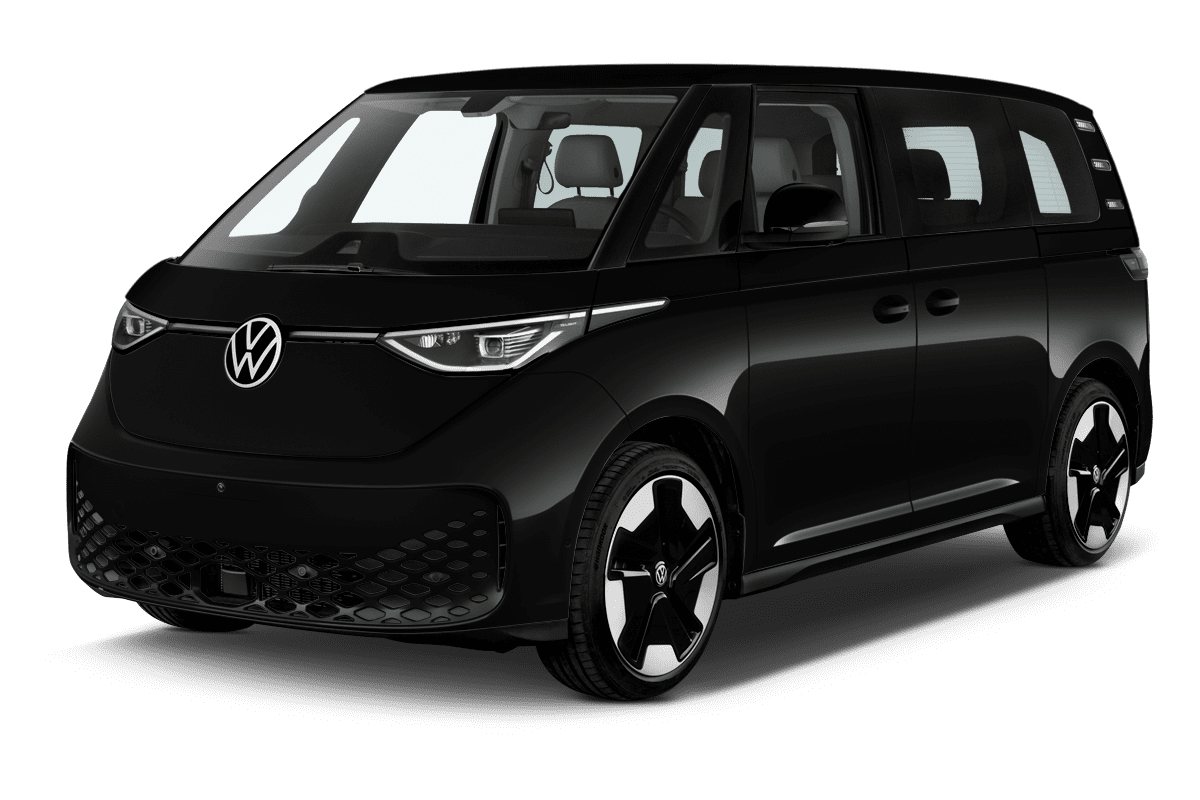 Schräge Frontansicht eines Volkswagen ID. BUZZ, freigestellt