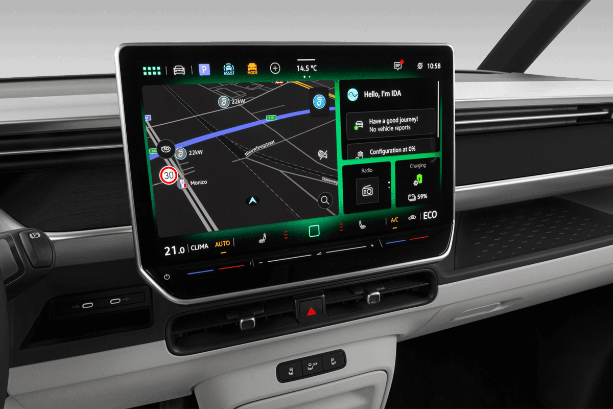 Mittelkonsole eines VW ID. Buzz