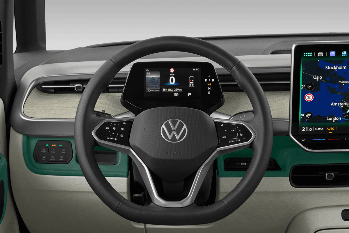 Lenkrad eines VW ID. Buzz