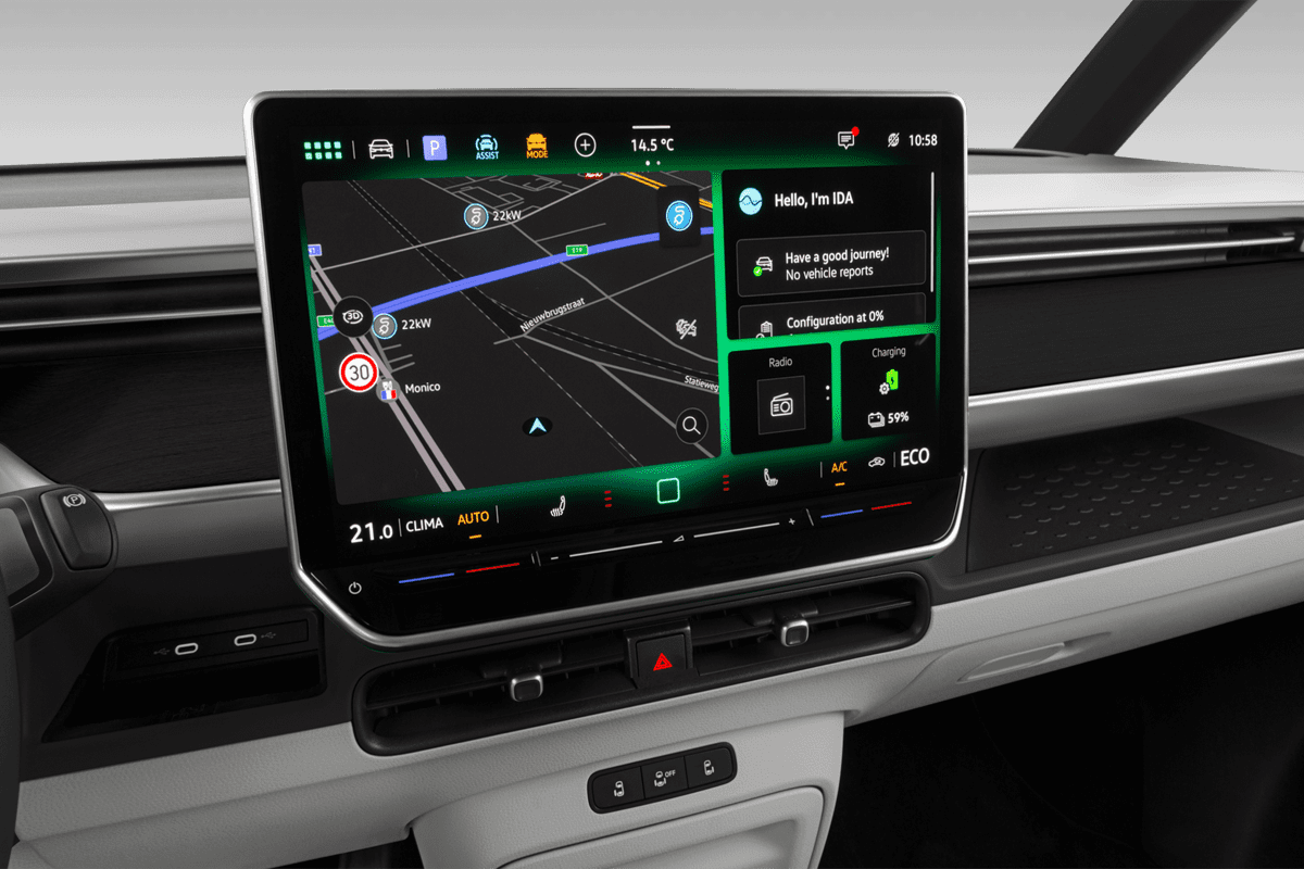 Mittelkonsole eines VW ID. Buzz