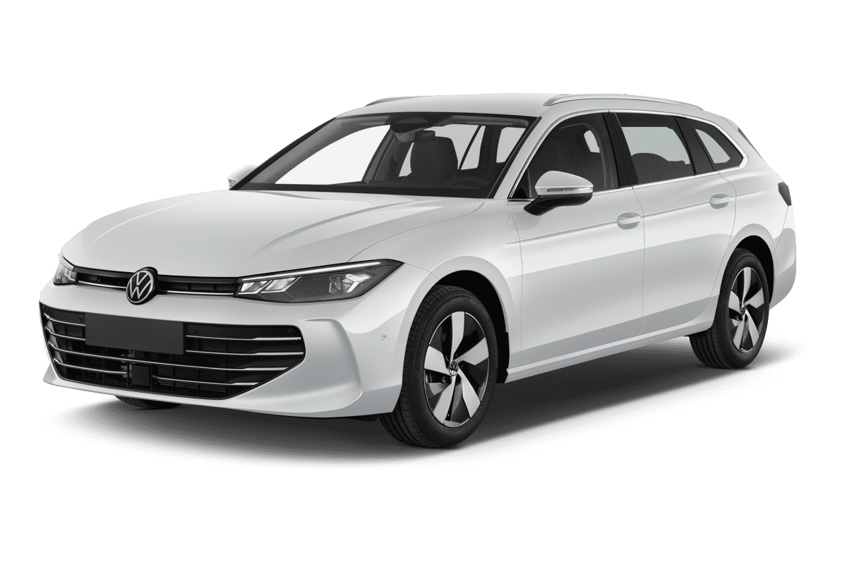 Schräge Frontansicht eines Volkswagen Passat, freigestellt