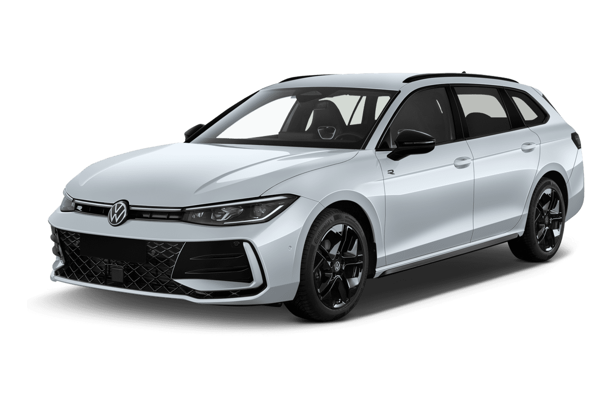 Schräge Frontansicht eines VW Passat Variant , freigestellt