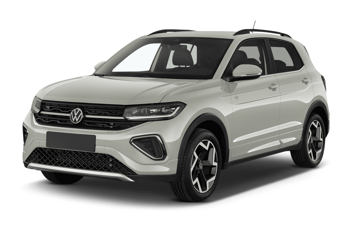 Schräge Frontansicht eines VW T-Cross, freigestellt