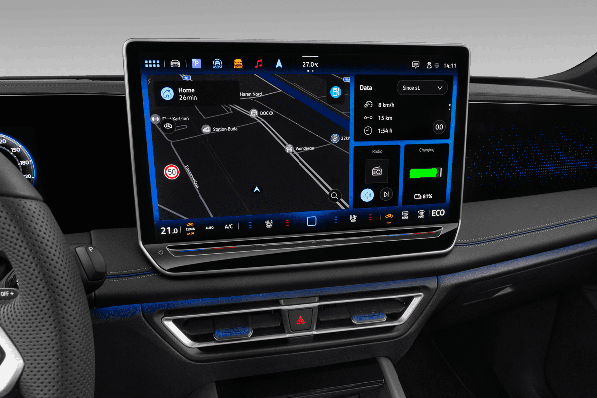Mittelkonsole eines VW Tiguan eHybrid 