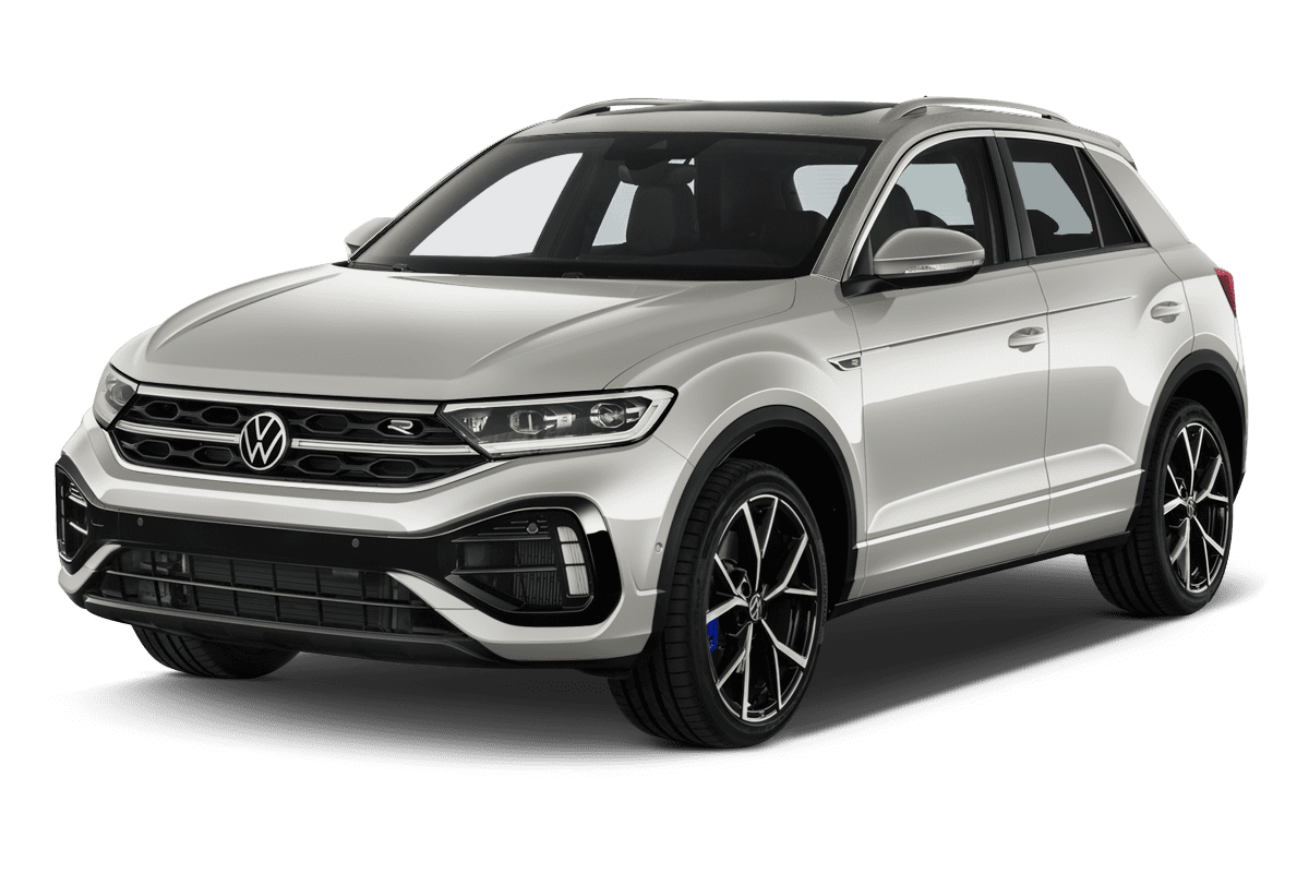 Schräge Frontansicht eines Volkswagen T-Roc, freigestellt