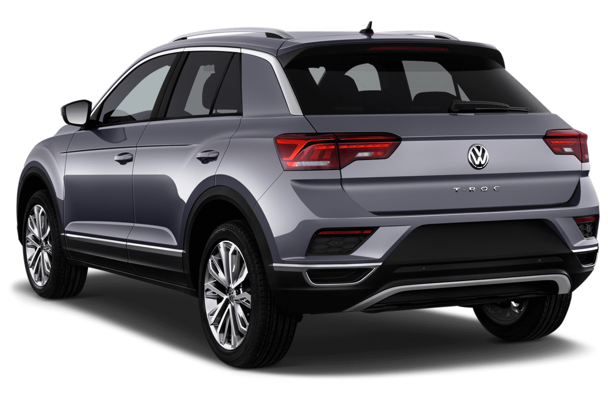 Schräge Heckansicht eines VW T-Roc ACTIVE , freigestellt