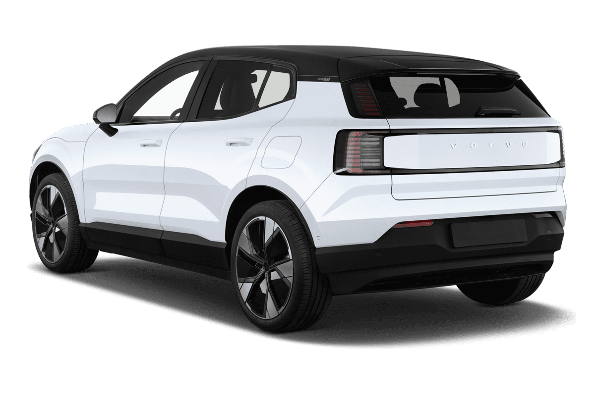 Schräge Heckansicht eines Volvo EX30 Cross Country , freigestellt