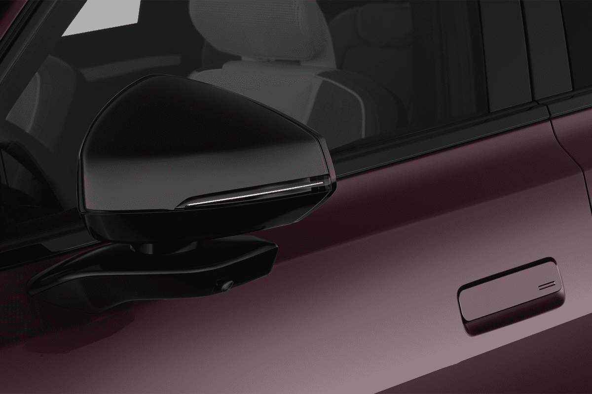 Rückspiegel eines Volvo EX90 (KI-generiert)