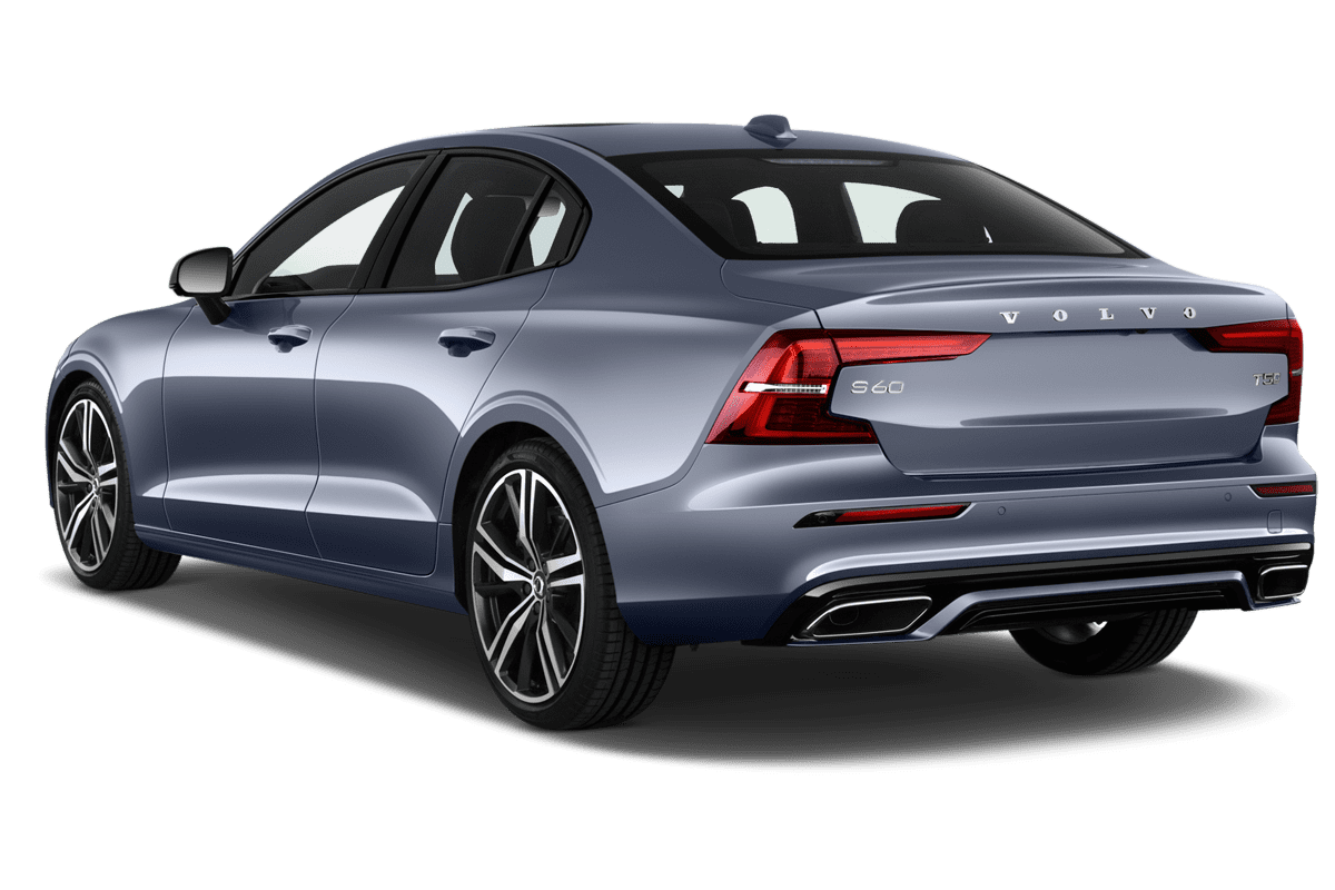 Schräge Heckansicht eines Volvo S60 , freigestellt