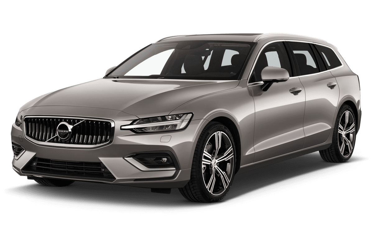 Schräge Frontansicht eines Volvo V60 Recharge, freigestellt