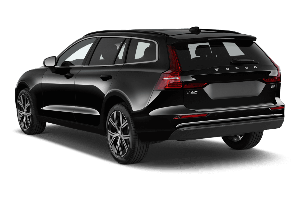 Schräge Heckansicht eines Volvo V60, freigestellt