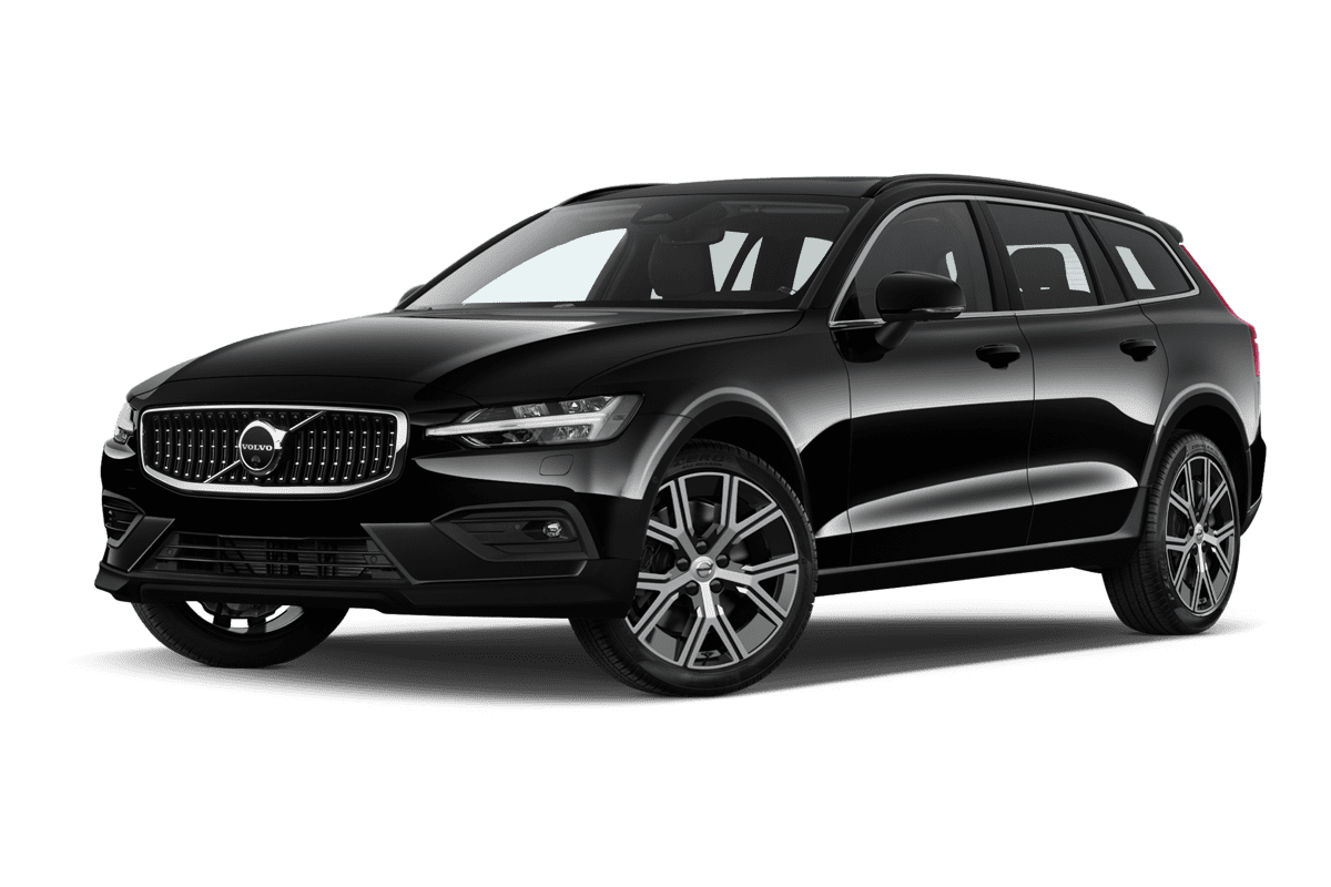 Tiefe, schräge Heckansicht eines Volvo V60, freigestellt