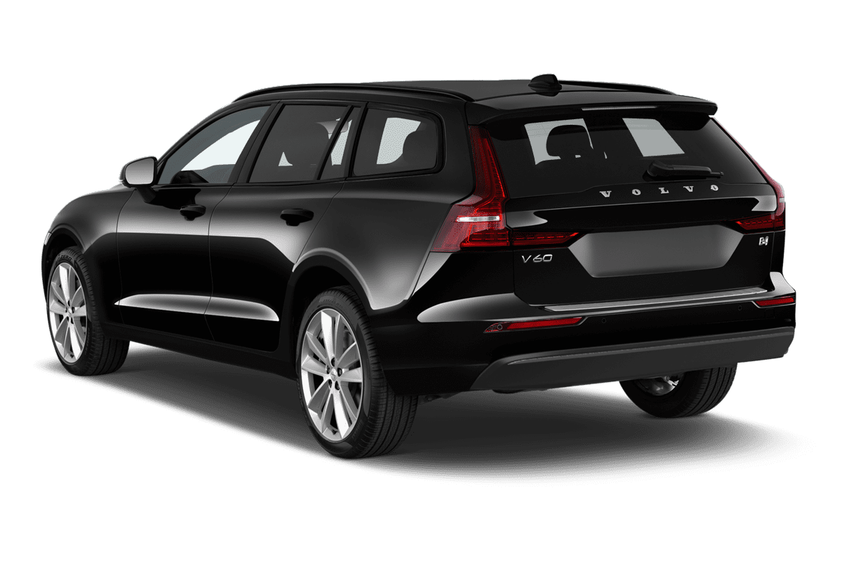 Schräge Heckansicht eines Volvo V60, freigestellt