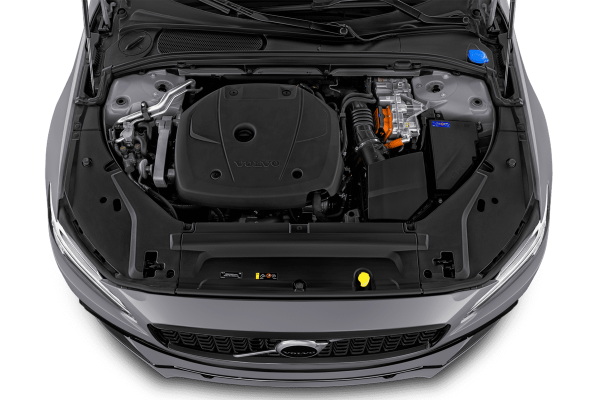 Motorraum eines Volvo V90 Plug-in-Hybrid