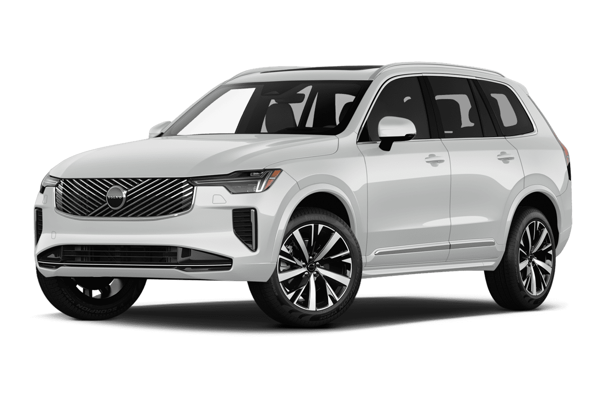 Tiefe, schräge Heckansicht eines Volvo XC90, freigestellt