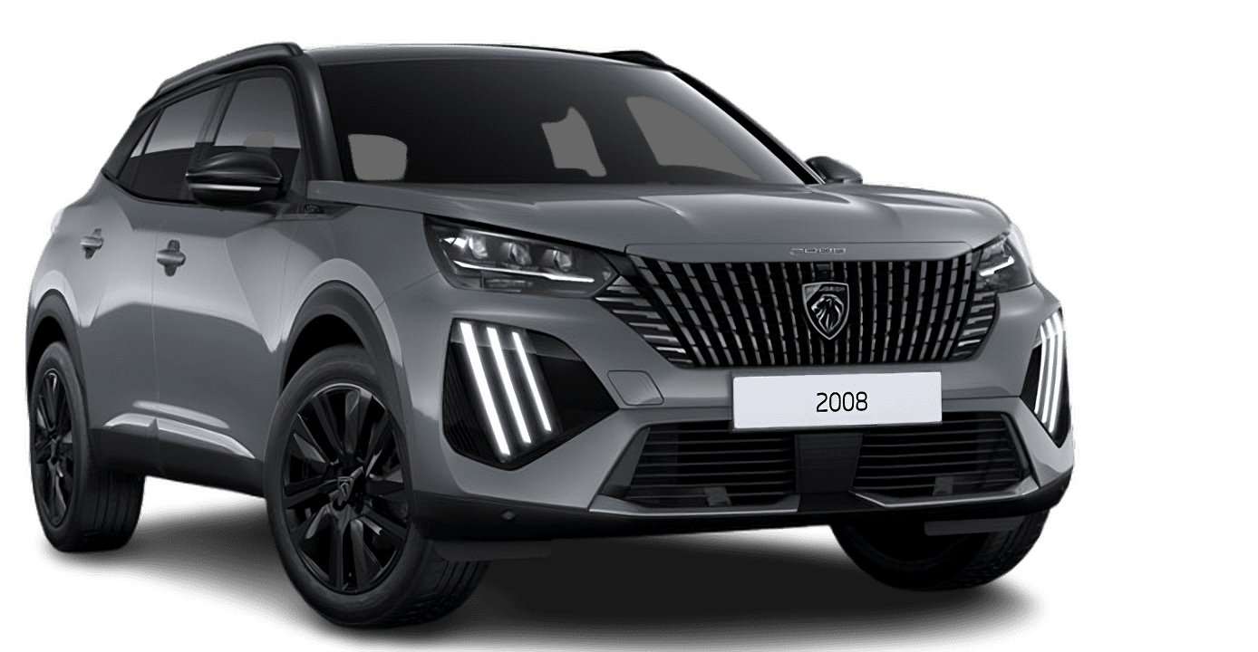 Schräge Frontansicht auf einen Peugeot 2008, freigestellt