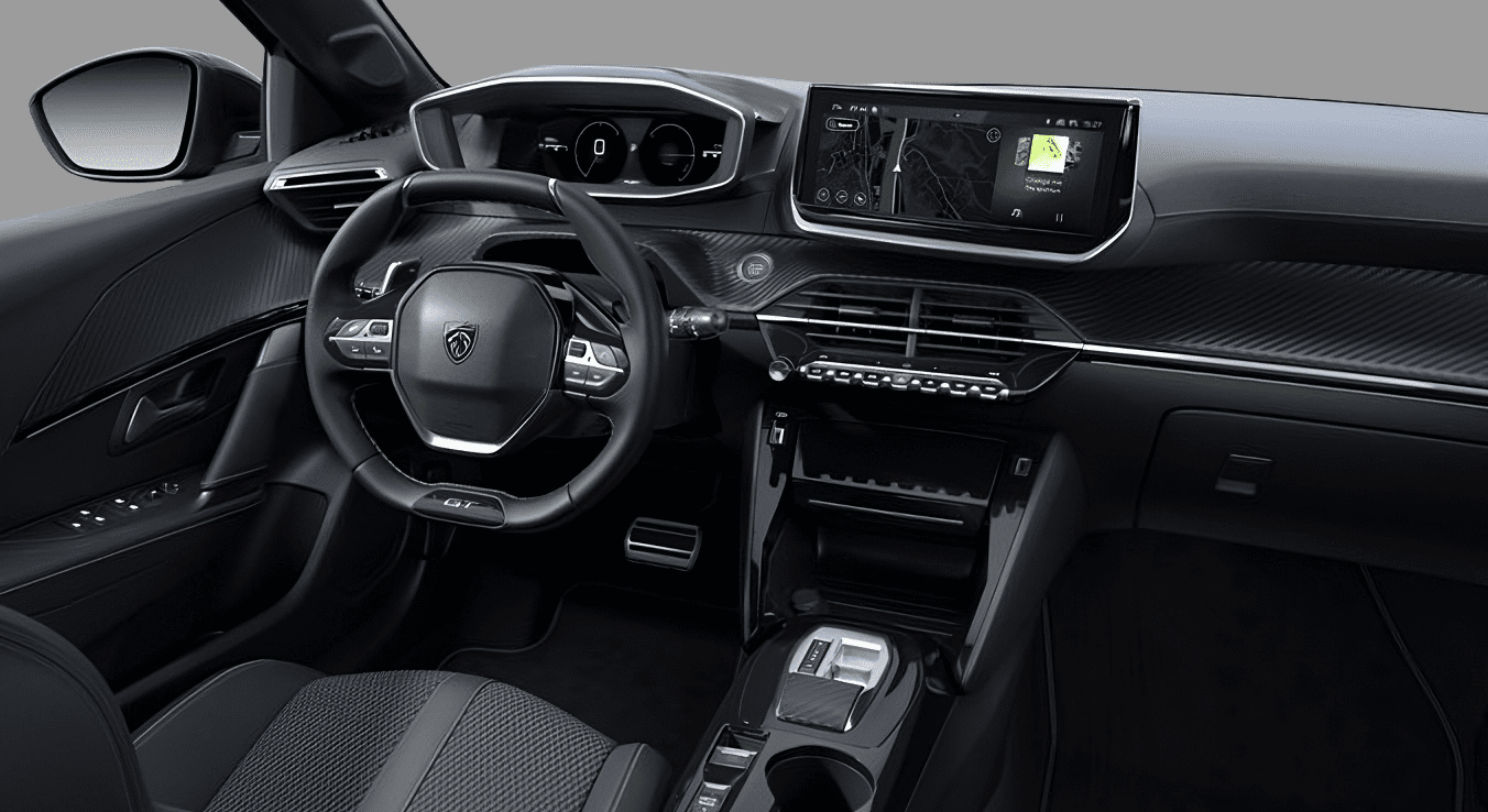 Ansicht des Armaturenbretts eines Peugeot 208