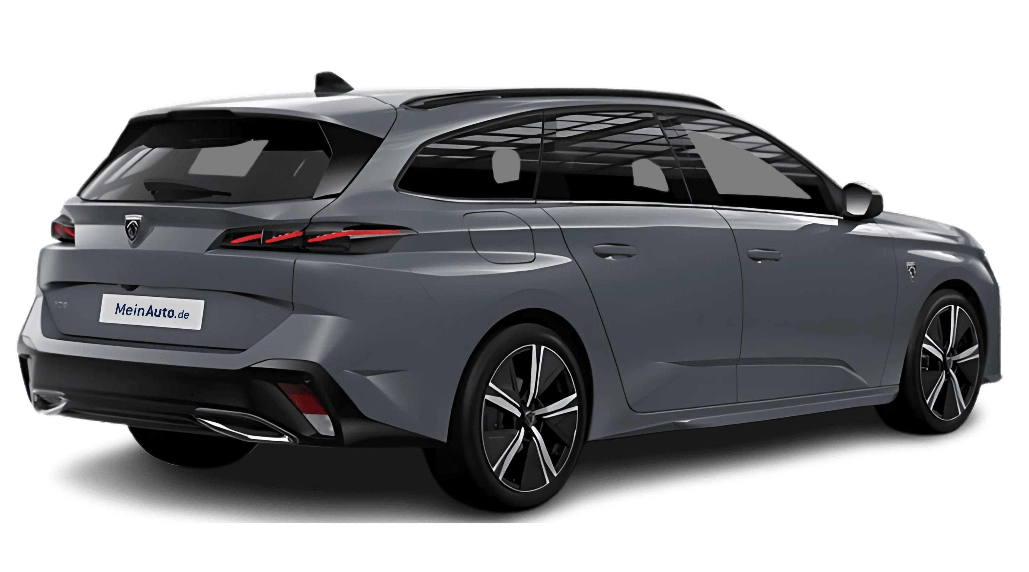 Schräge Heckansicht auf einen Peugeot 308, freigestellt
