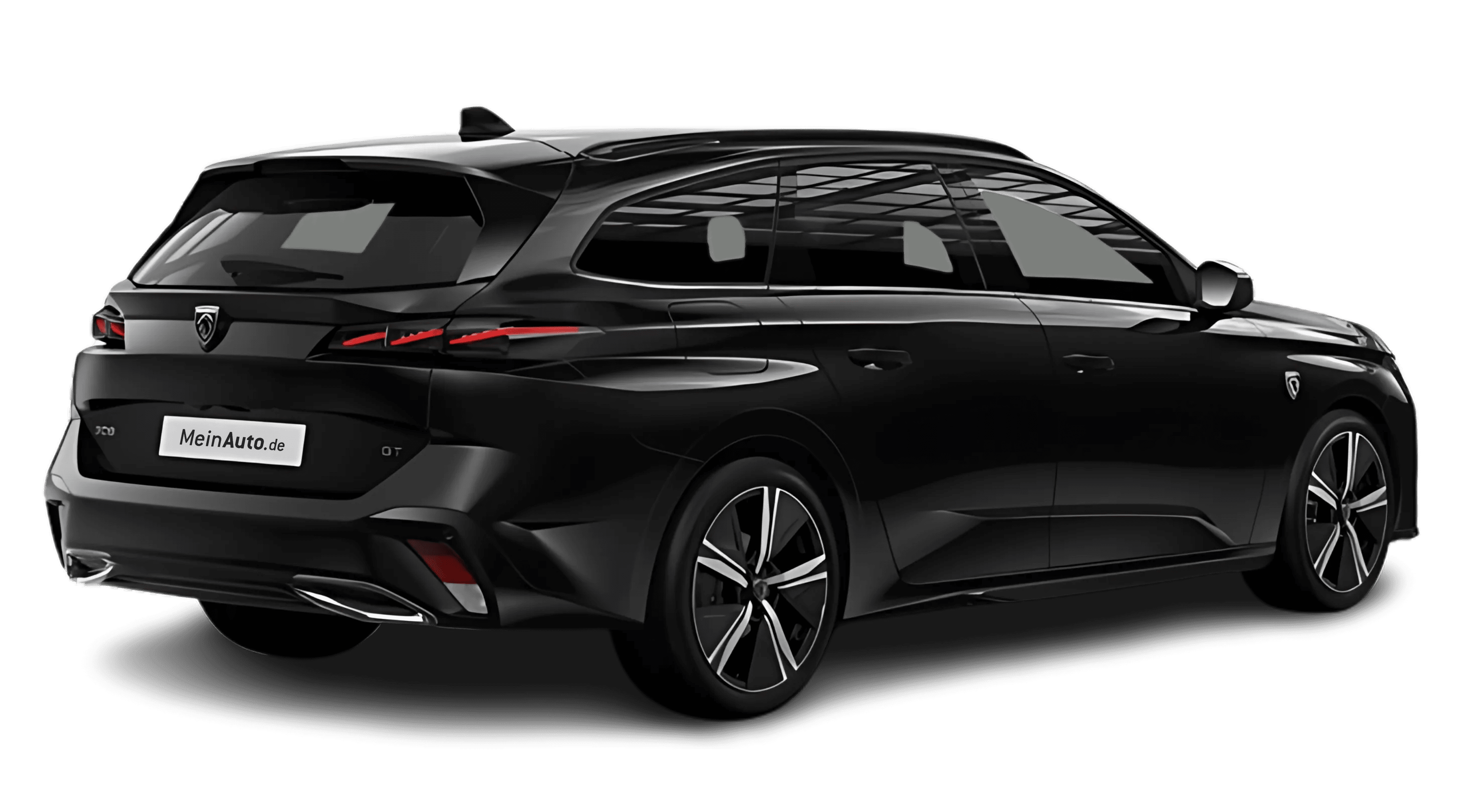 Schräge Heckansicht auf einen Peugeot 308, freigestellt