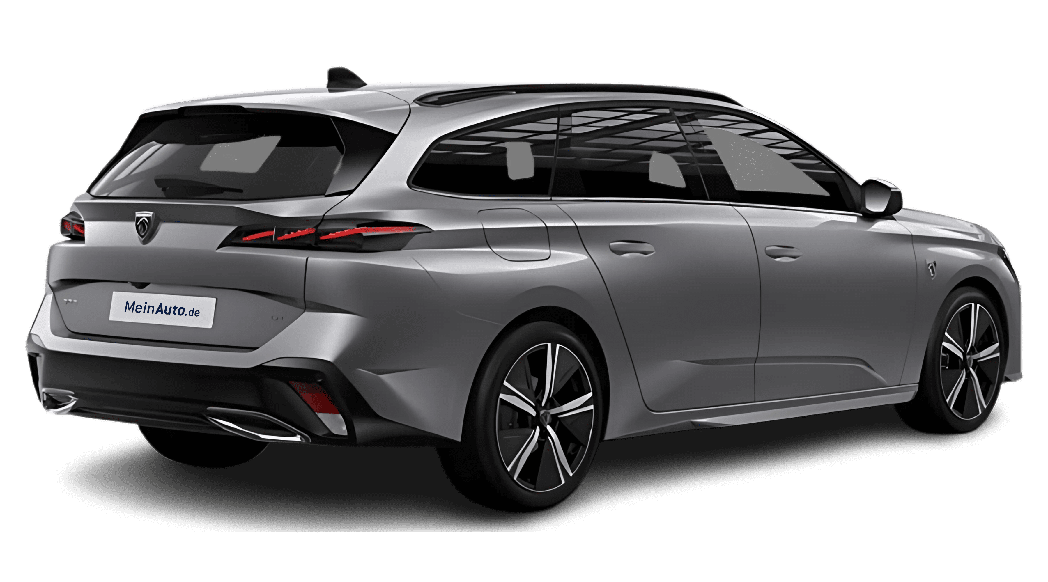 Schräge Heckansicht auf einen Peugeot 308, freigestellt