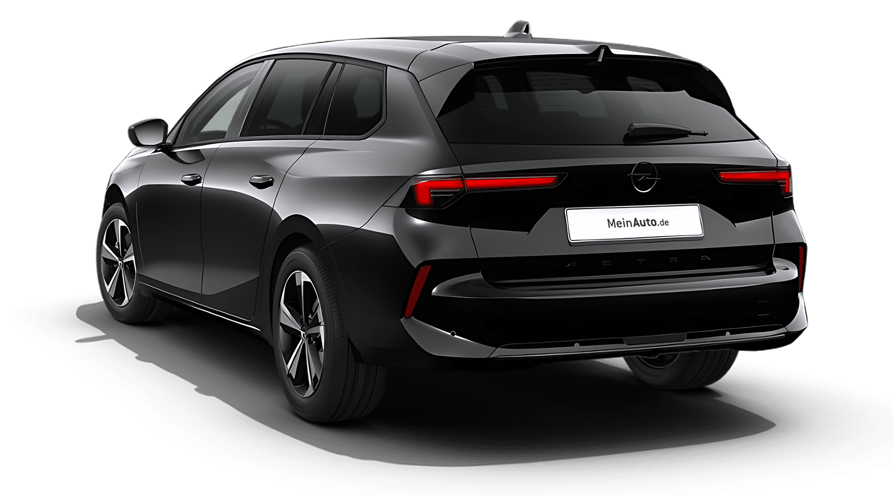 Schräge Heckansicht auf einen Opel Astra, freigestellt