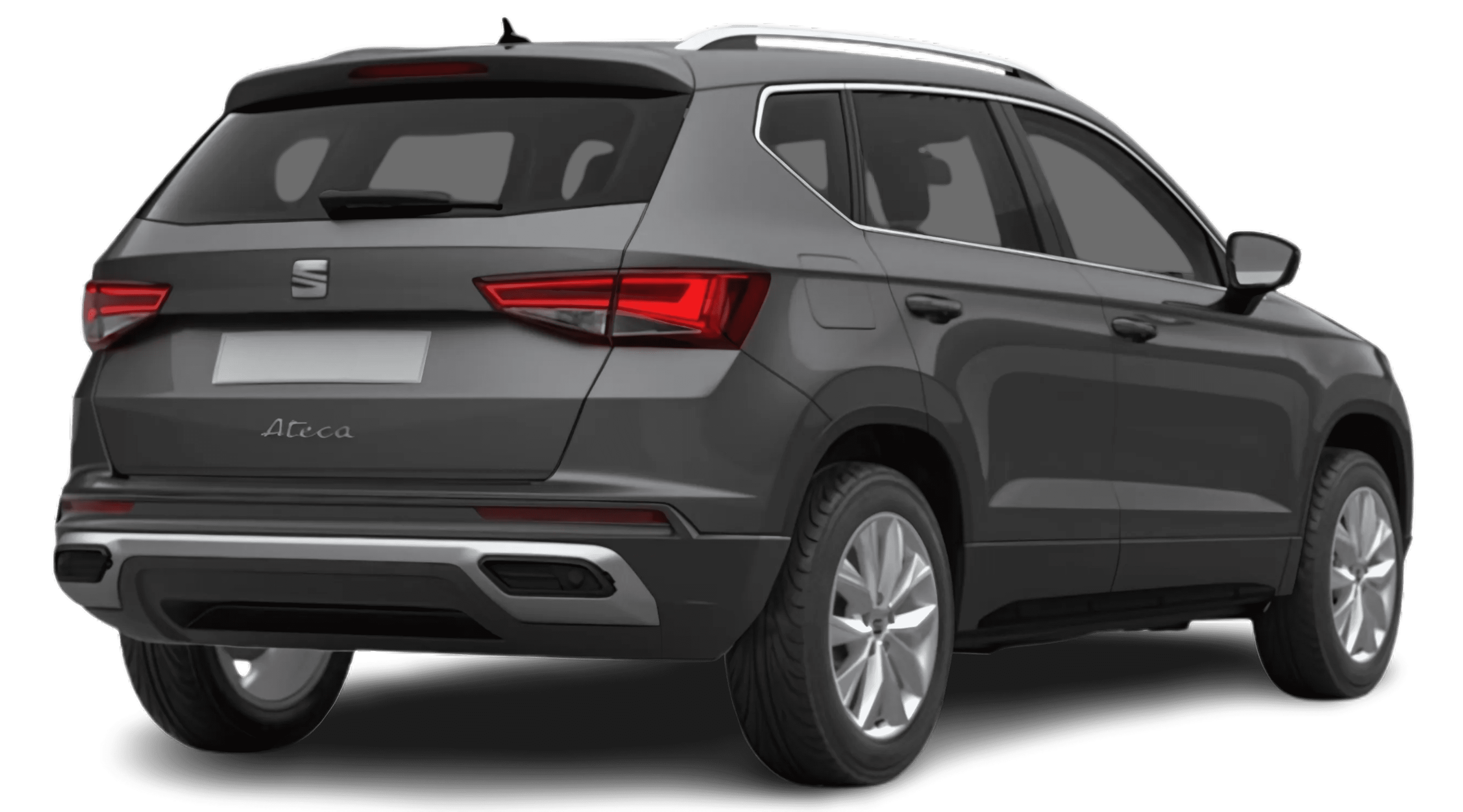 Schräge Heckansicht auf einen SEAT Ateca, freigestellt