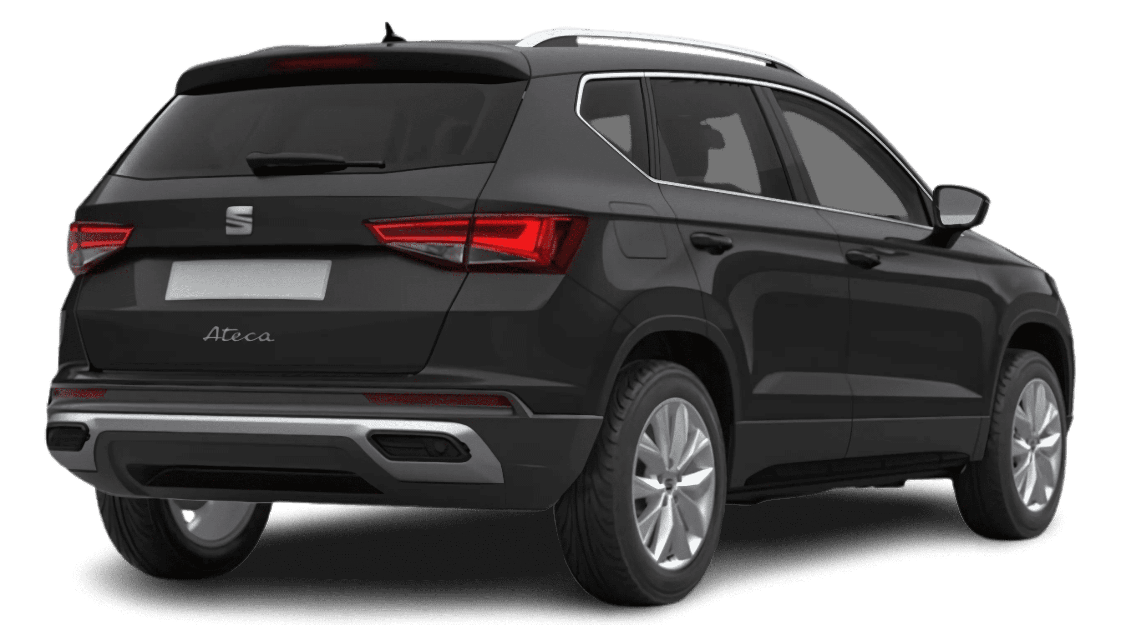 Schräge Heckansicht auf einen SEAT Ateca, freigestellt