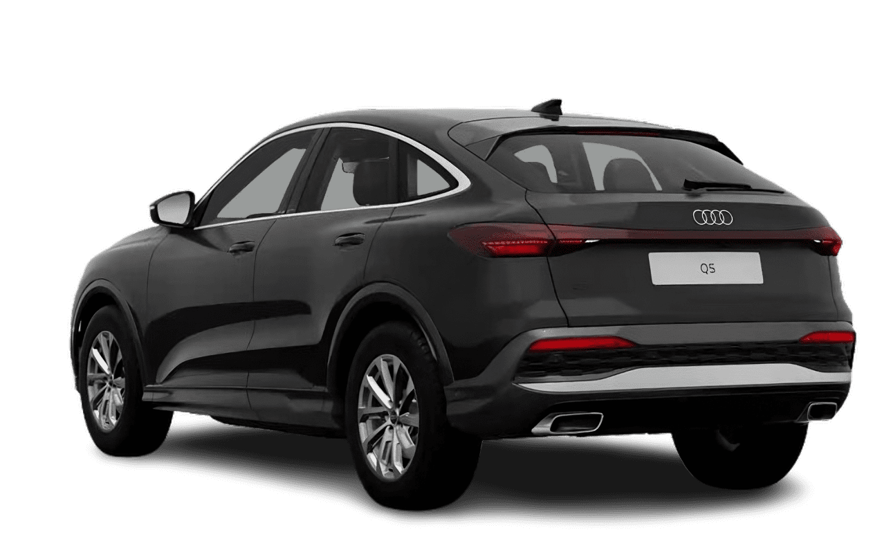 Schräge Heckansicht auf einen Audi Q5 Sportback, freigestellt
