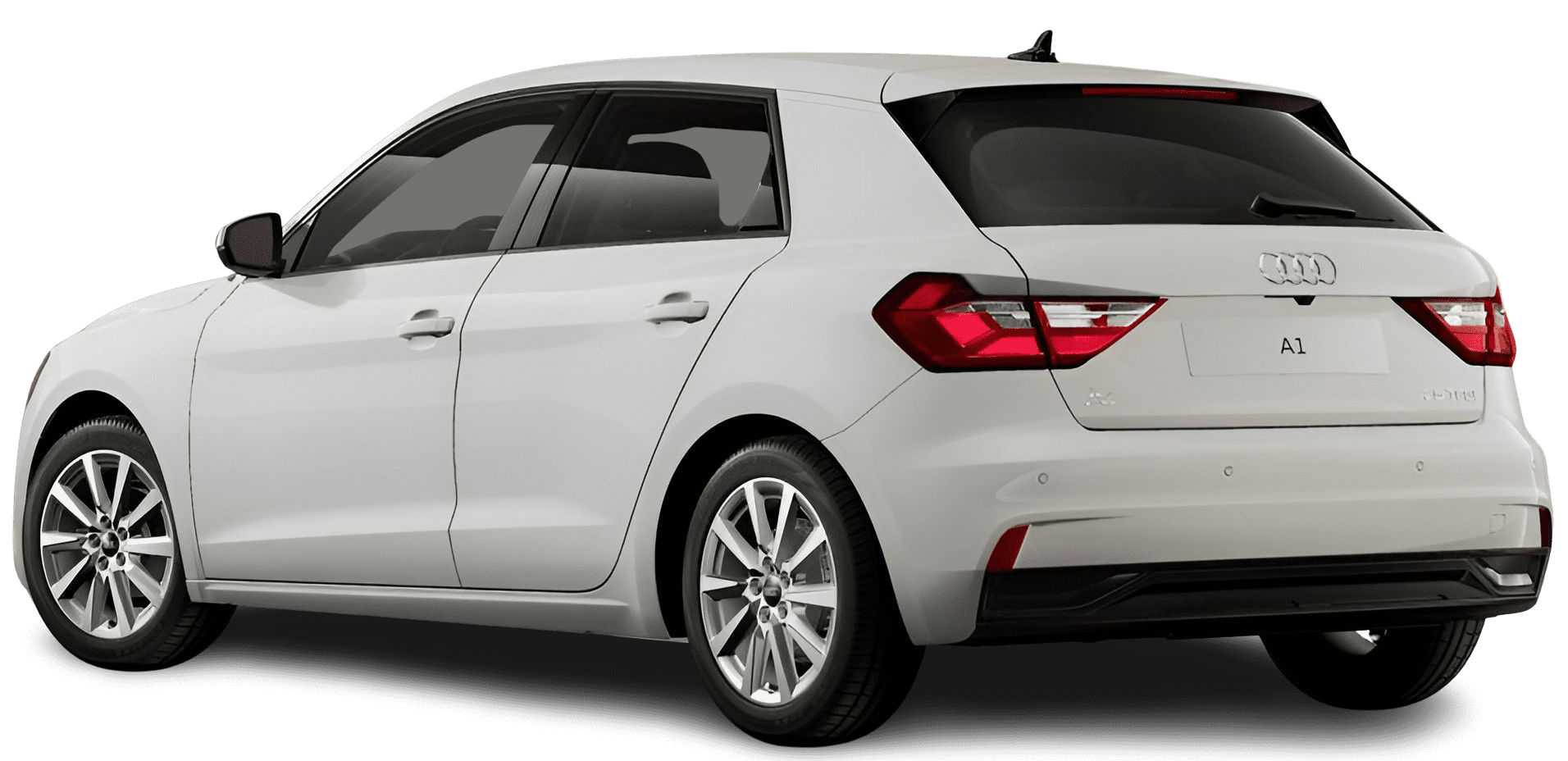 Schräge Heckansicht auf einen Audi A1, freigestellt