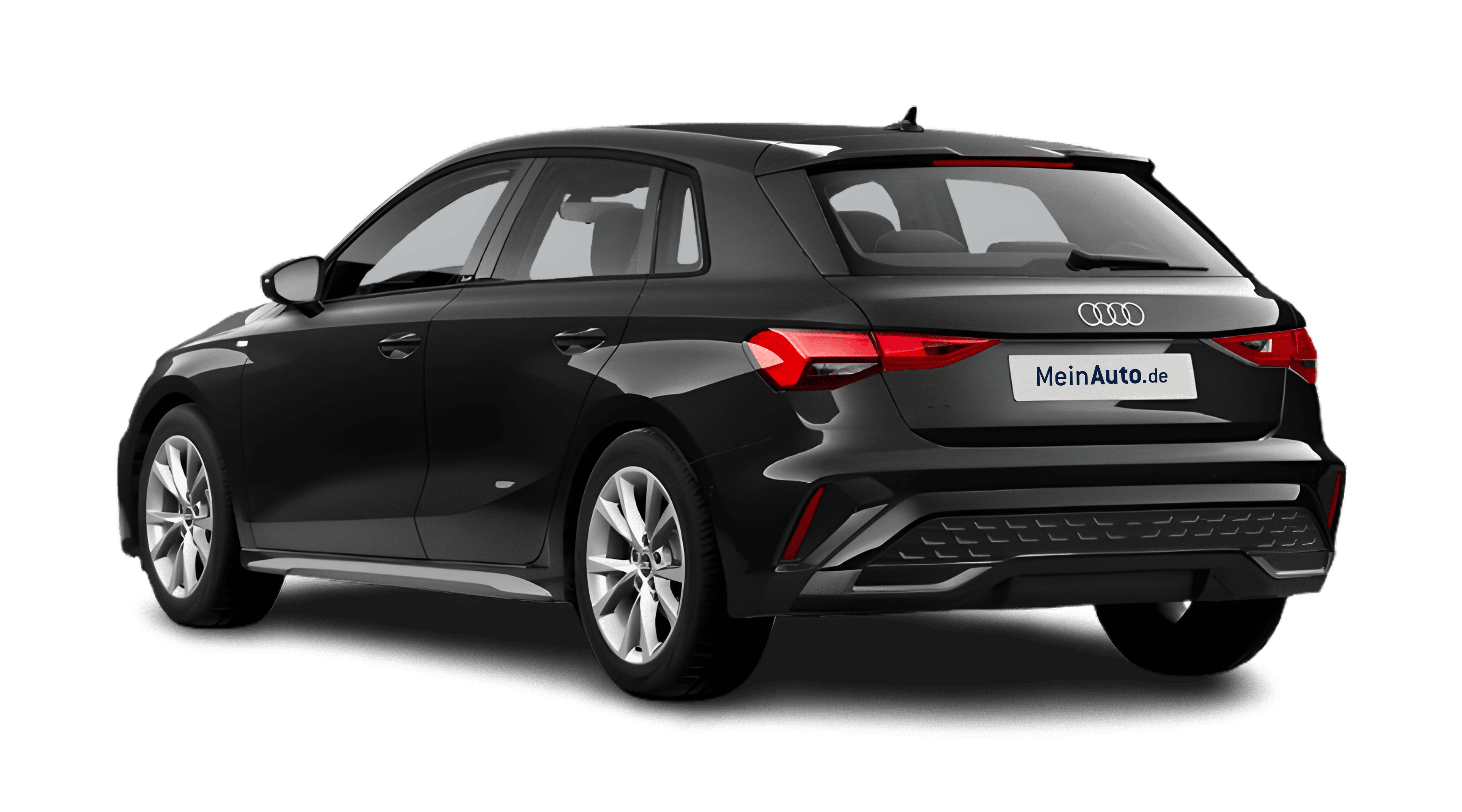 Schräge Heckansicht eines Audi A3, freigestellt