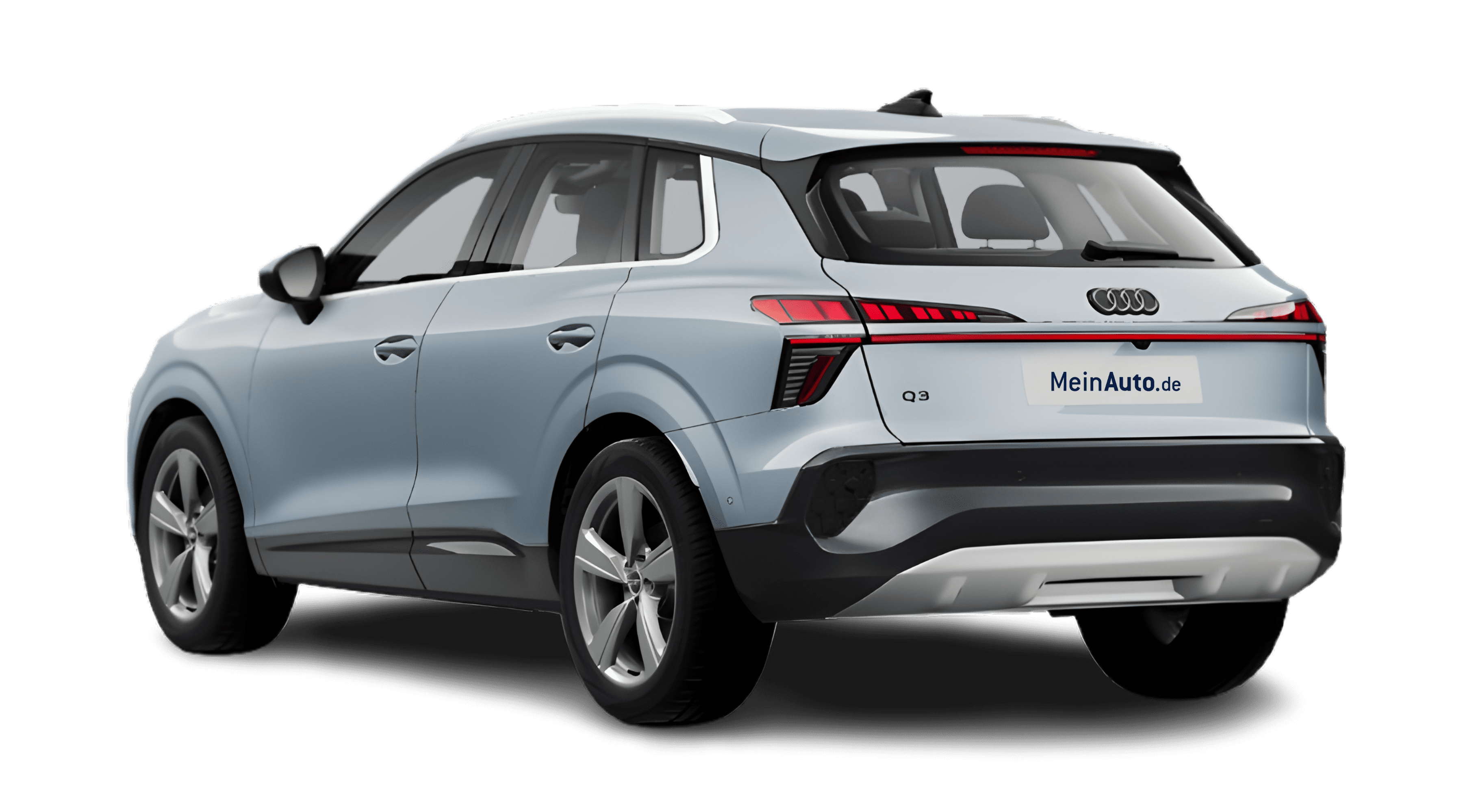 Schräge Heckansicht eines Audi Q3, freigestellt