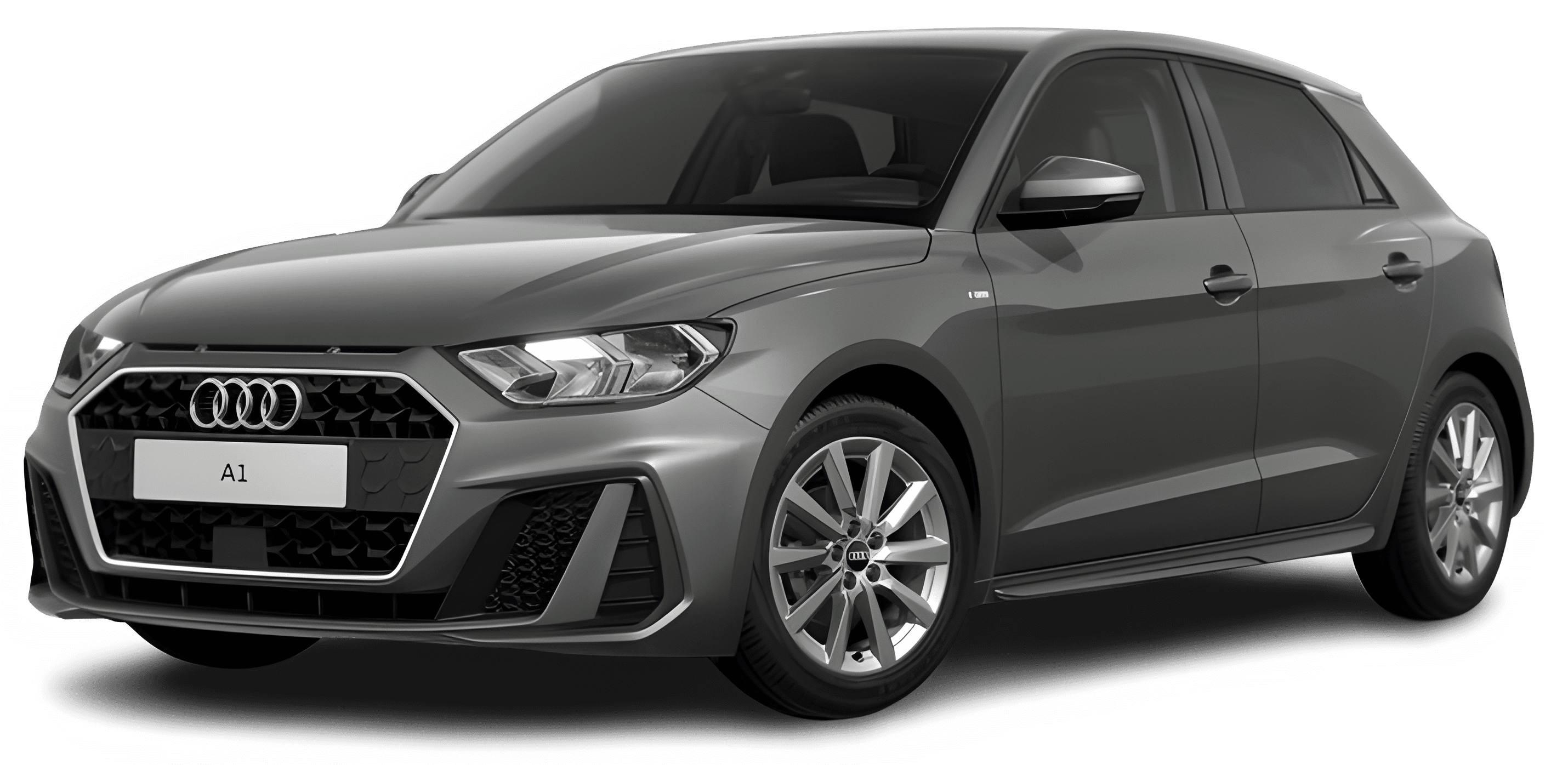 Schräge Frontansicht auf einen Audi A1, freigestellt