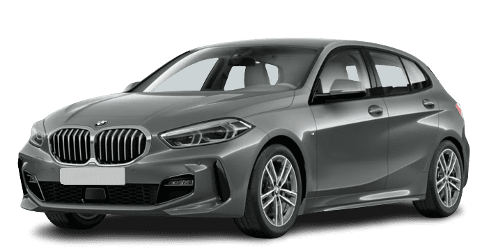 Schräge Frontansicht auf einen BMW 1er-Reihe, freigestellt